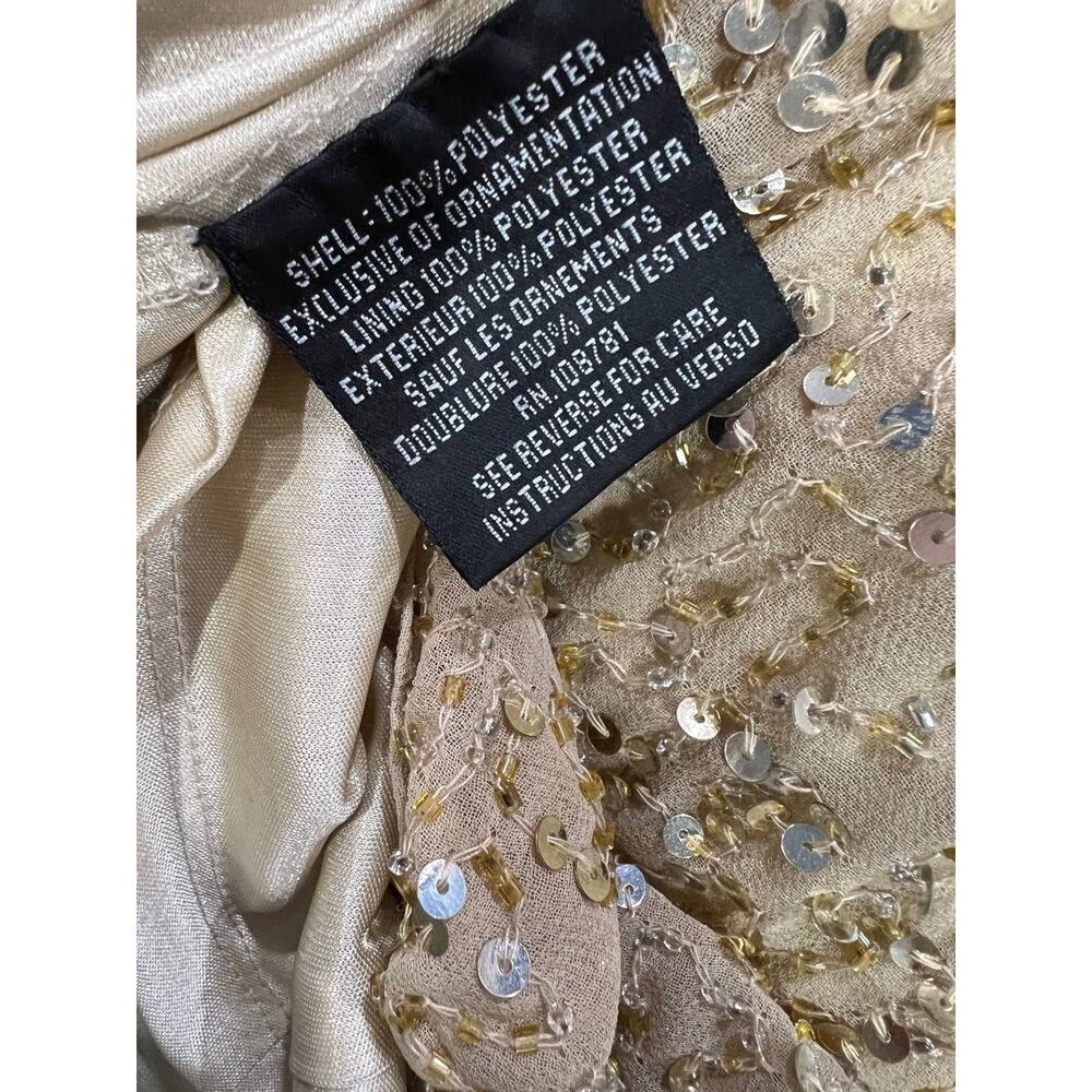 Aidan Mattox Gold Sequin Silk Dolman Cold Shoulder Cocktail Dress 16 A008915 - Picture 3 of 9